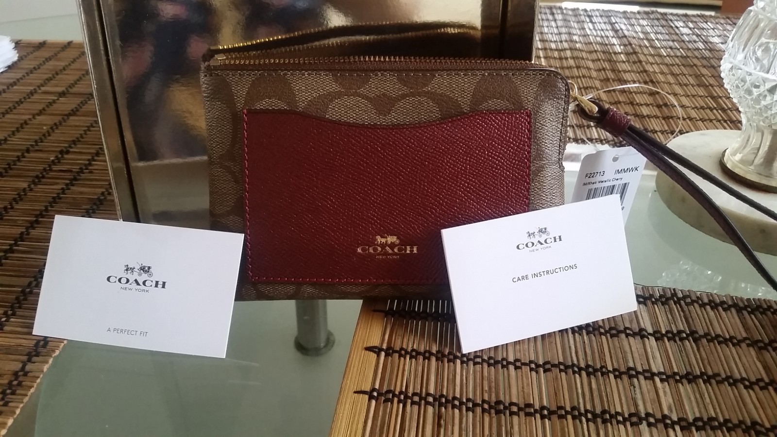 NWT COACH Metallic corner zipper wristlet wallet MSRP $85.00