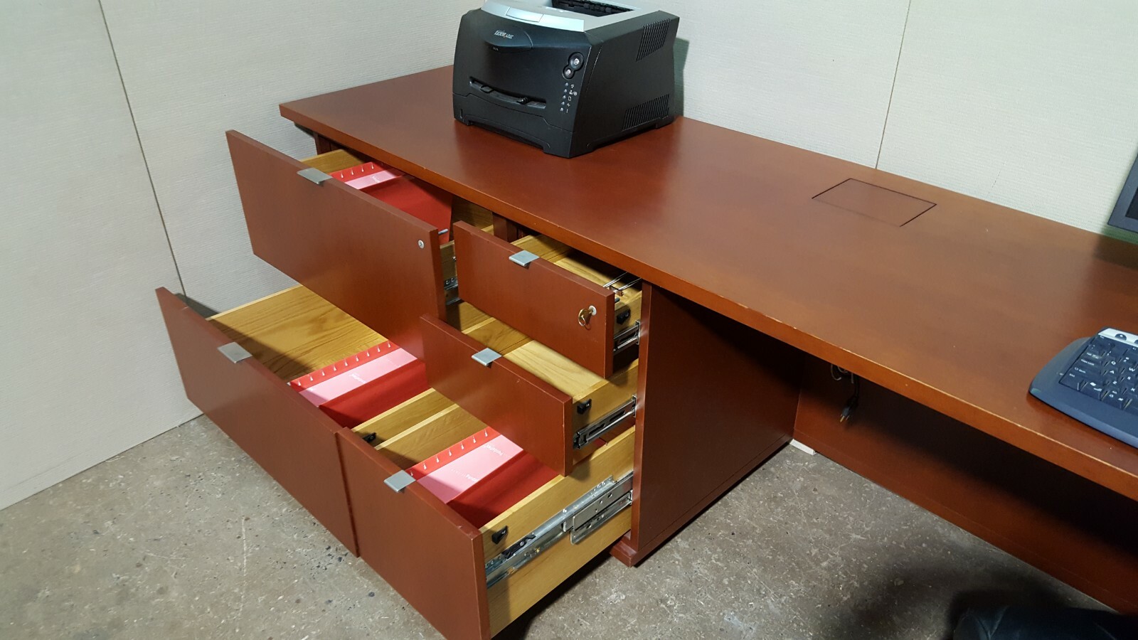 CREDENZA DESK CHERRY VENEER WOOD 24 INCH X 165 INCH