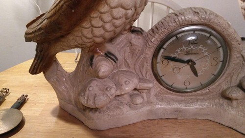 Very Large Duel Owl Clock. Lawrence clock Co. By Lanshire. Electric Very Heavy