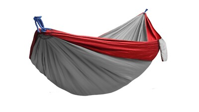 Two Person Double Outdoor Camping Parachute Nylon Hammock, Gray and Red