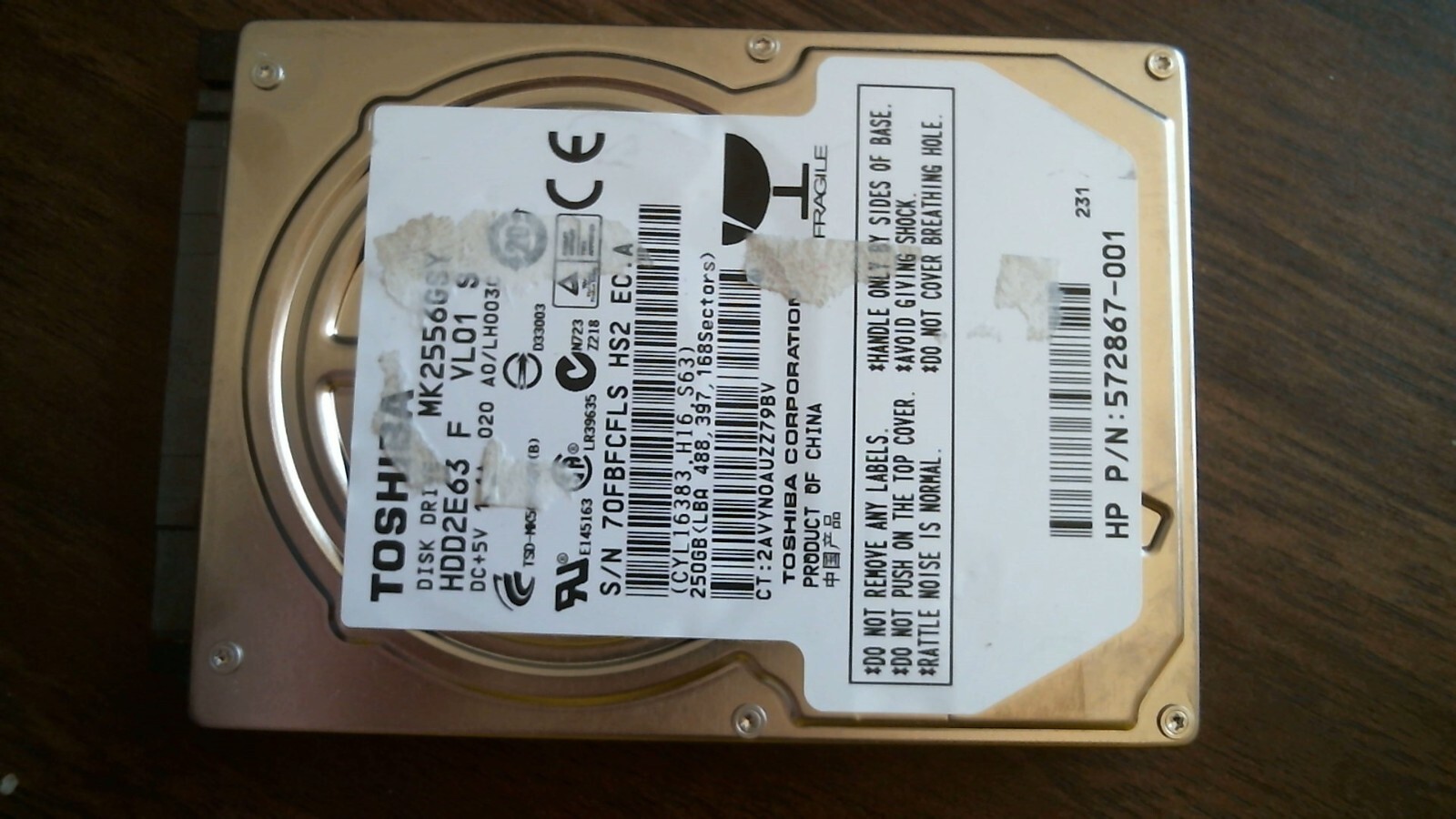 PCパーツ Toshiba mk2552gsx 250?GB hdd2h02?F vl01?S b0?/ lv011?C Toshiba HDD2H02 - 250GB 5.4K RPM SATA 2.5