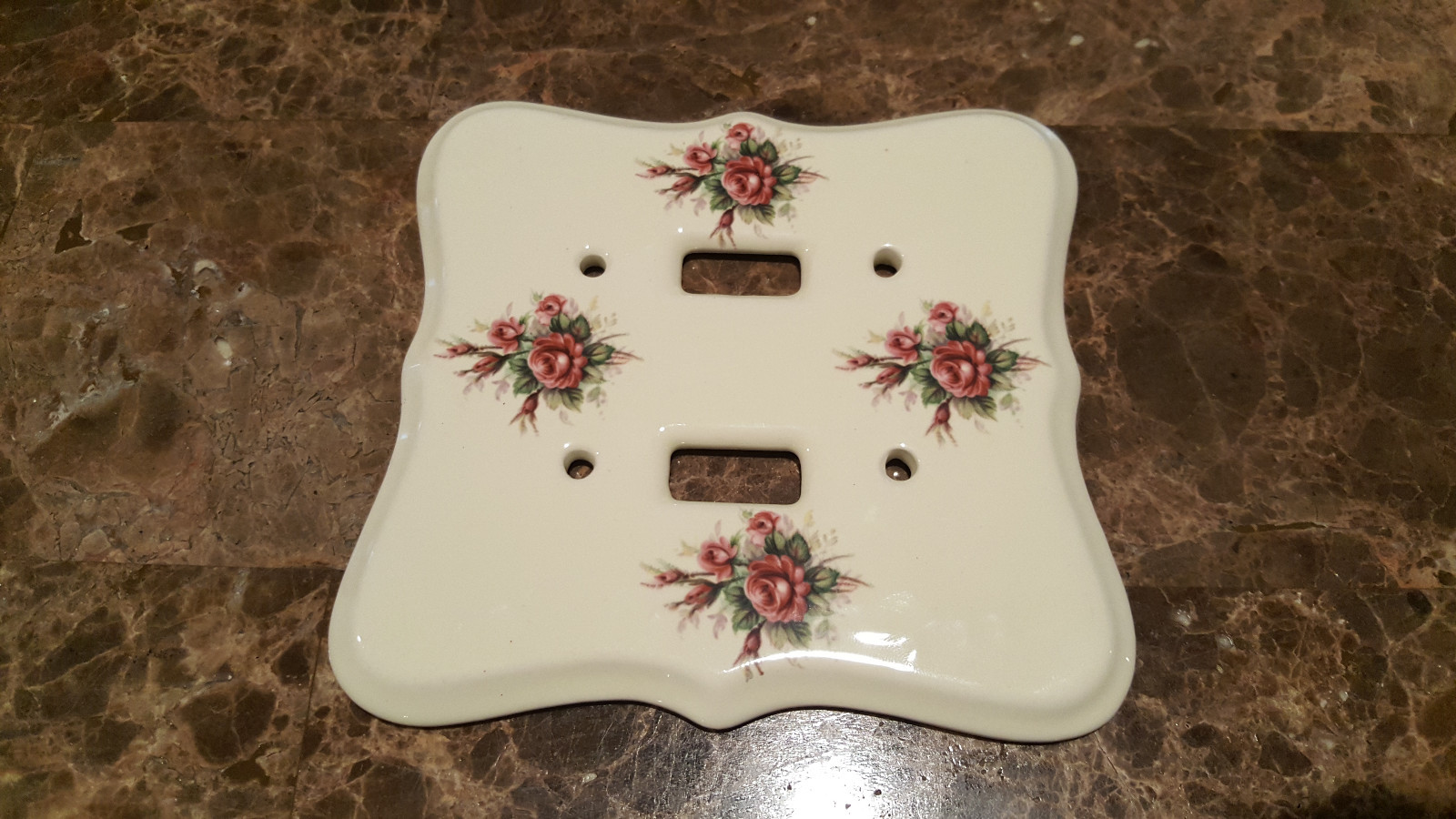Vintage VB Athena Porcelain Double Light Switch Cover.