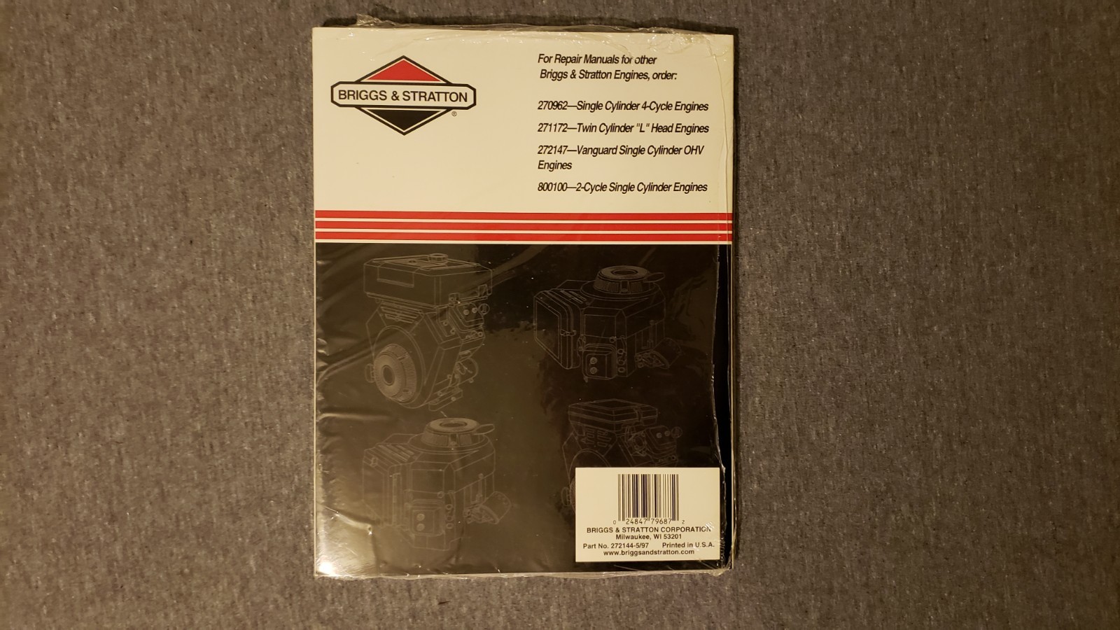 Briggs & Stratton Repair Manual for Vanguard V-Twin Overhead Valve # 272144 New!