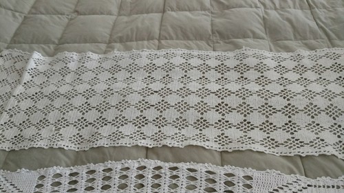 Vintage Pair of White Crochet Table Runners