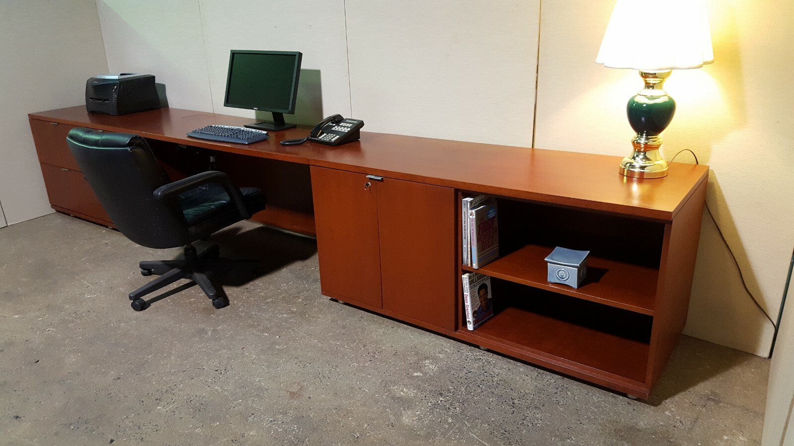 CREDENZA DESK CHERRY VENEER WOOD 24 INCH X 165 INCH