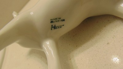 VINTAGE PORCELAIN COW CREAMER/CREAM PITCHER BLUE FLOWERS MADE IN FRANCE FOR HOAN