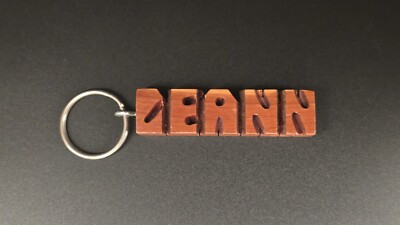 Keychain LEANN Personalized Custom Name Fob Wood Key Ring Unique Gift Idea