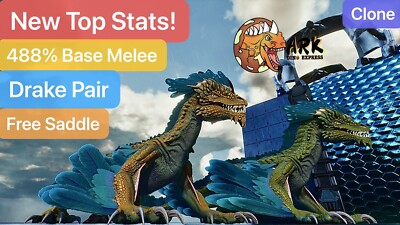 ark survival ascended pve 488% Base melee Drake Pair, Top Stats, Free Saddle