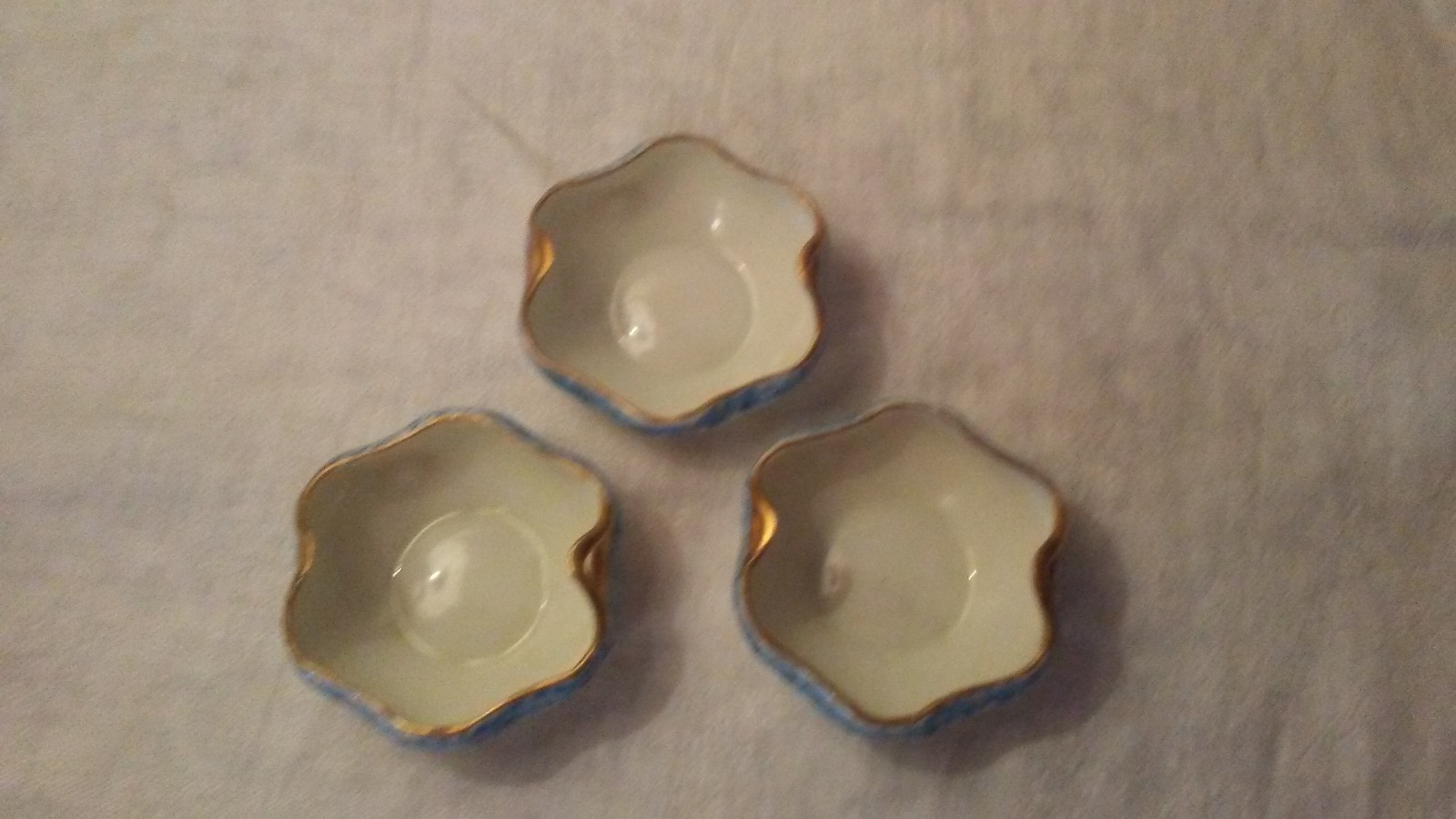 Set of 3 Porcelain Open Salt Cellar Dip MZ Austria - Antique, Signed