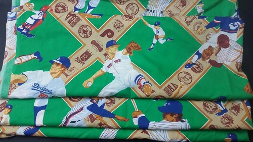 Vintage Bibb Co MLB Baseball Twin Flat Sheet Diamond Cotton Polyester
