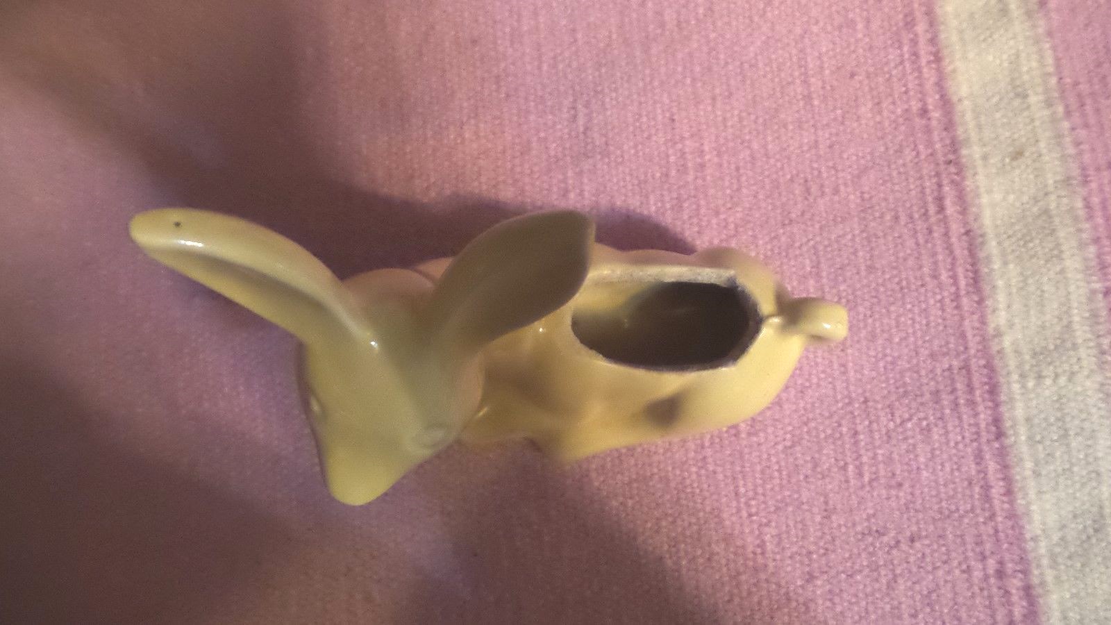 Vintage Pottery Unmarked Yellow Deer Planter Laying Down