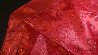CHRISTMAS TREE SKIRT or Tablecloth All Red w/ Glitter Pattern  46