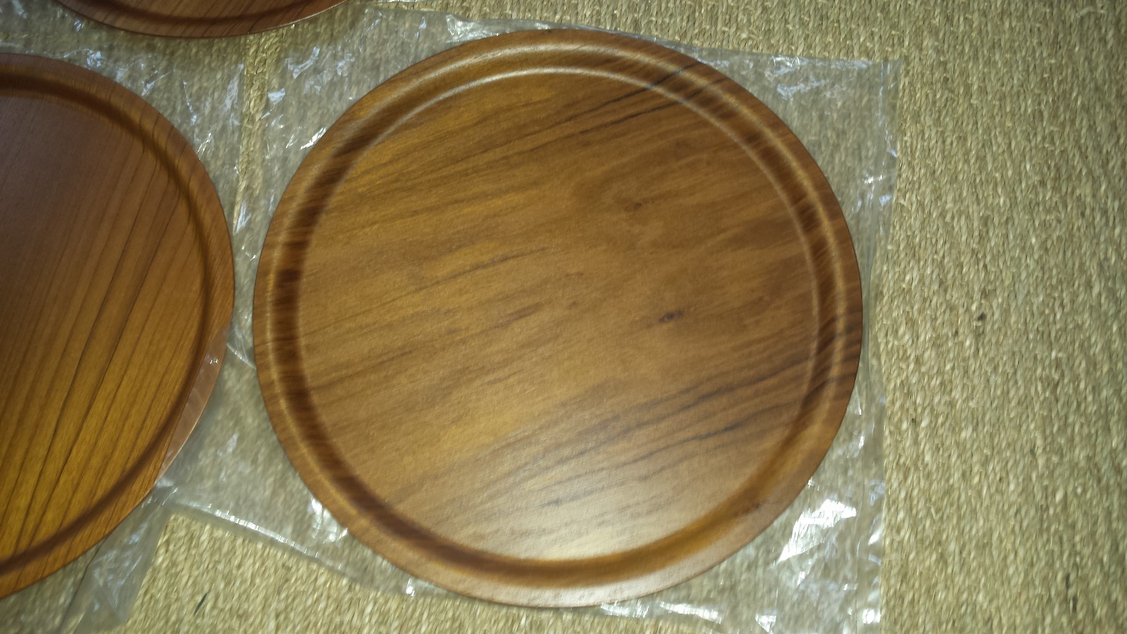 3 vtg MCM Denmark LANGVA WOOD Chargers Plate Platter Danish Modern 13