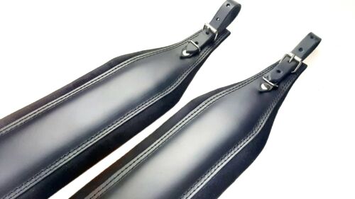 ProLine 9,3cm Genuine Leather Accordion Shoulder Straps Black