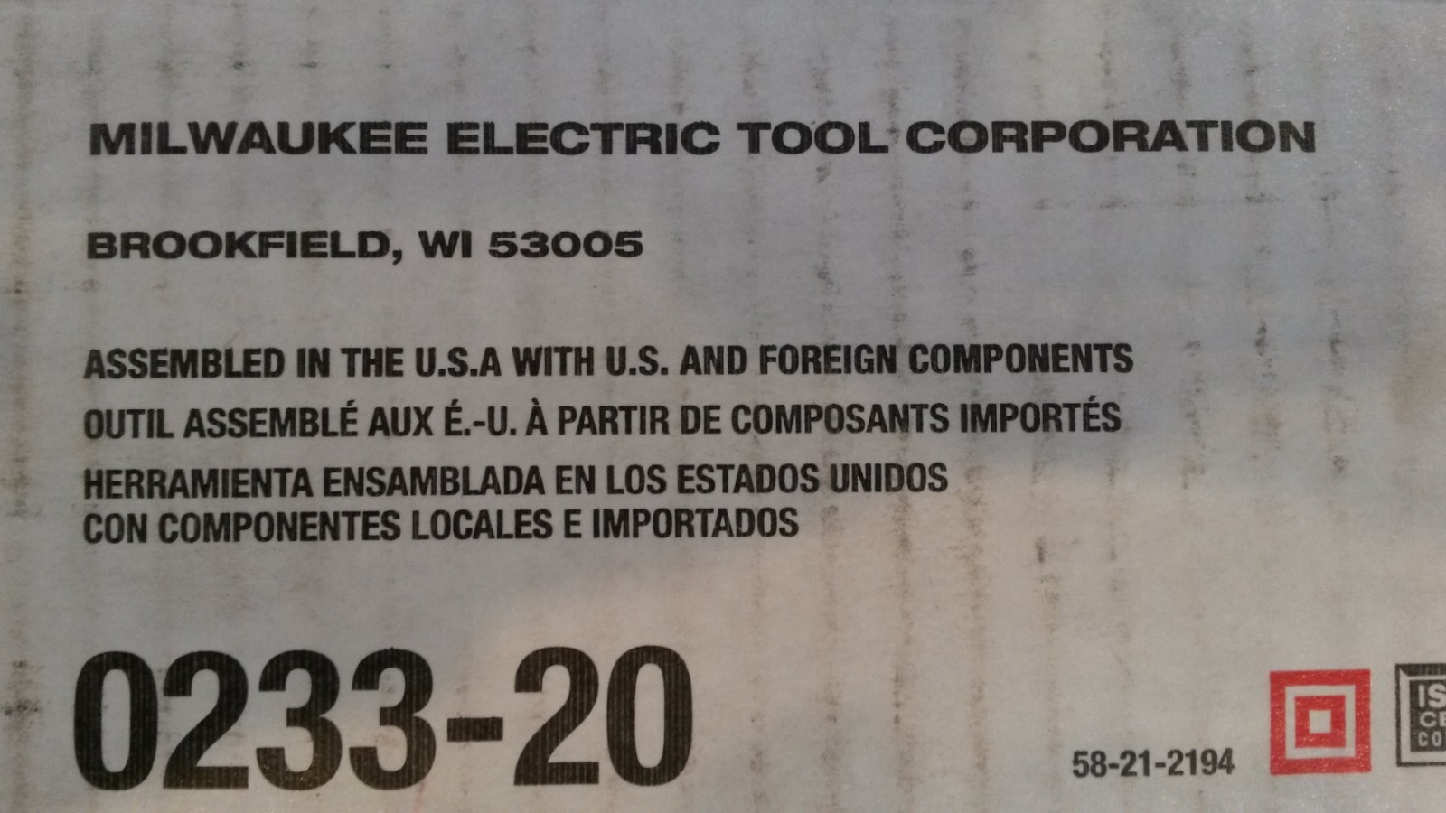 Milwaukee 0233-20 3/8