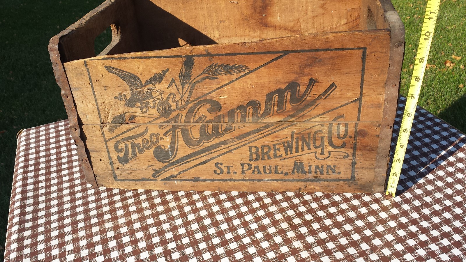 Hamm's Beer Advertising Bottle Shipping Case Crate Wood Shabby Missing Bottom