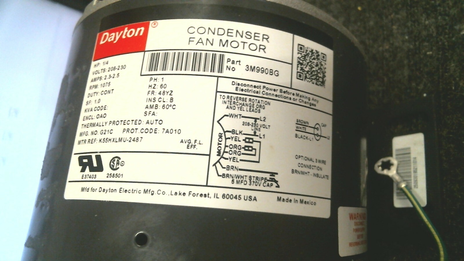 DAYTON 3M990 Condenser Fan Motor, DAYTON 5JKX2, | eBay DAYTON 3M990 Condenser Fan Motor, DAYTON 5JKX2, | eBay