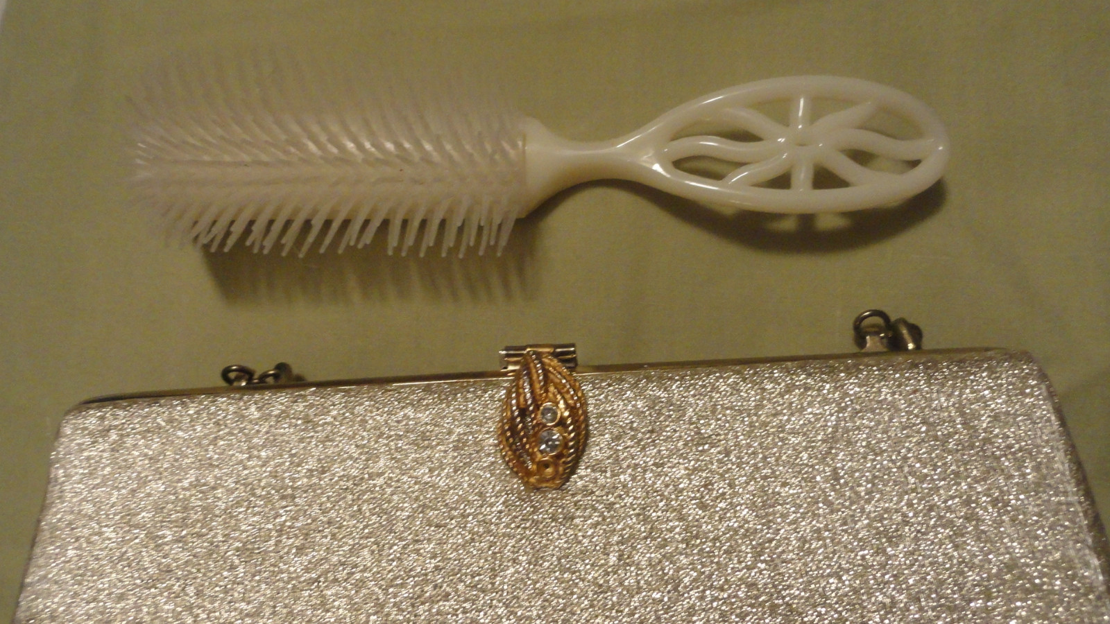 Vintage Light Gold Shimmery Evening Clutch Bag (6771)