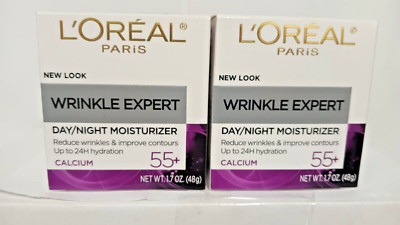 L'Oreal Wrinkle Expert 55+ Day/Night Moisturizer 1.7 oz LOT OF 2 NEW