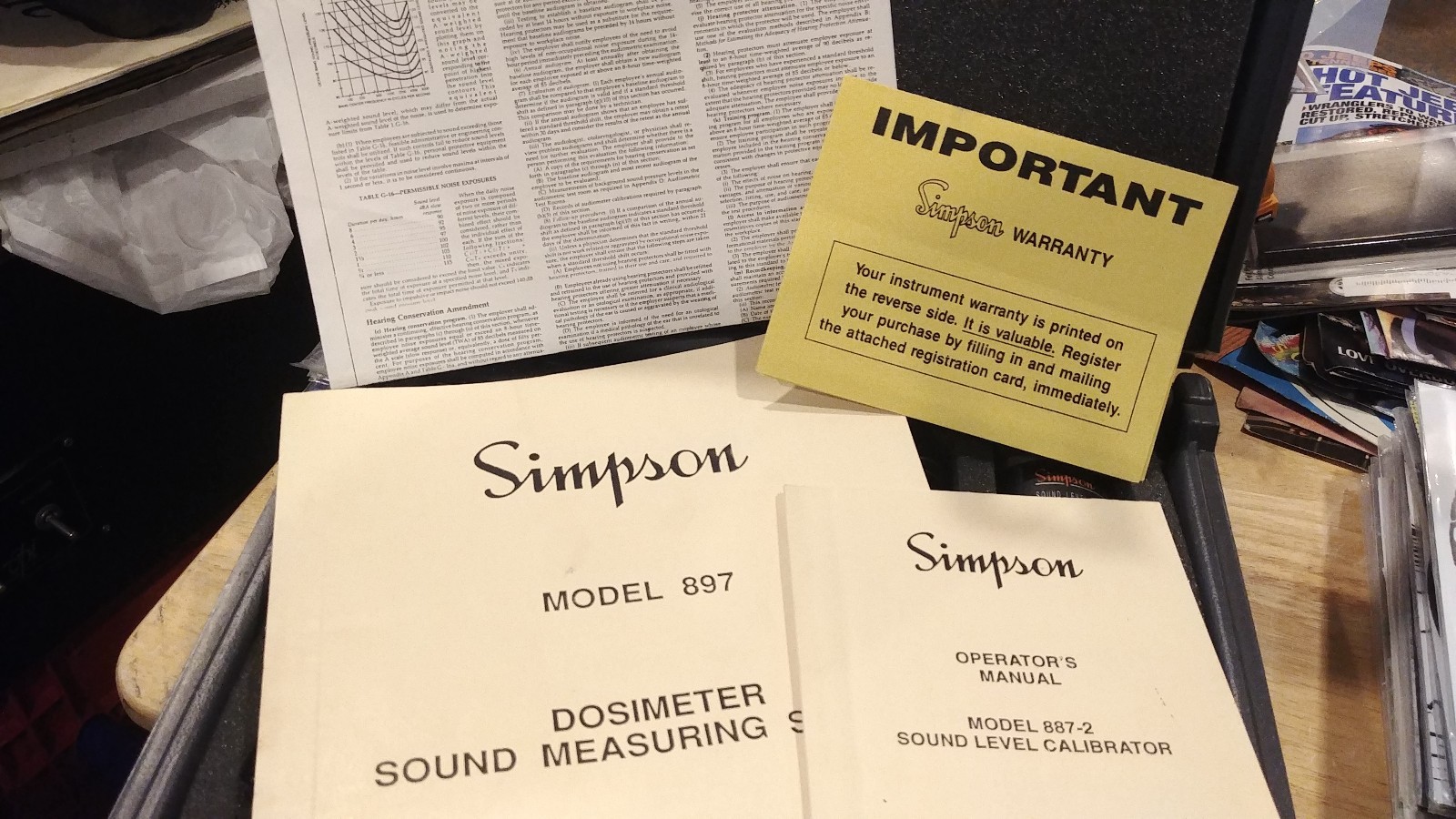 Simpson 897 Dosimeter  WITH 887-2 SOUND LEVEL CALIBRATOR HARD CASE