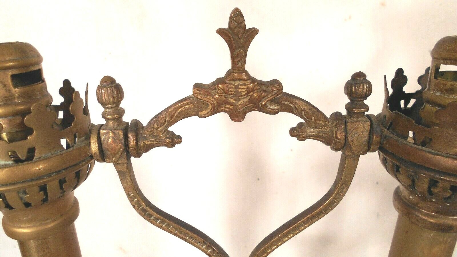 PAIR OF VINTAGE DOUBLE SOCKET SWING ARM BRASS GIMBAL CANDLE HOLDERS