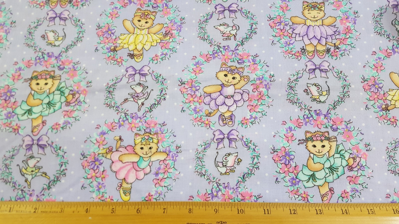 BTY Daisy Kingdom #3904 Cat Dance Allover Purple Fabric Cotton Quilting