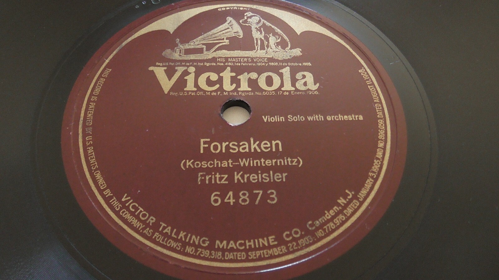 Fritz Kreisler 78rpm Single 10-inch Victrola Records #64873