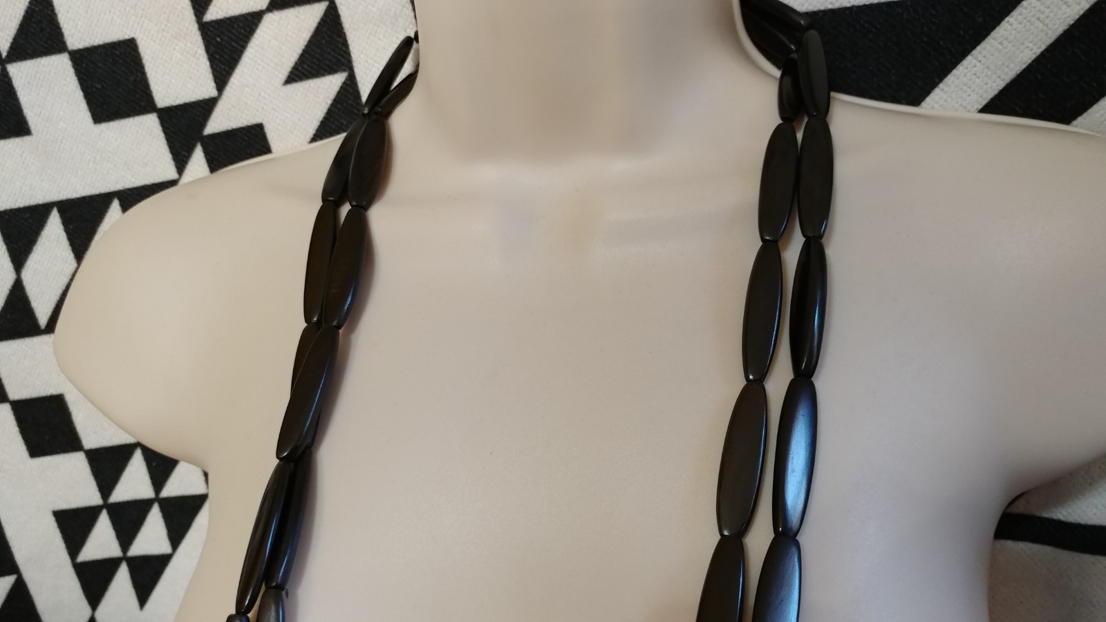 Vintage 44'' Long Double Strand Natural Horn Necklace