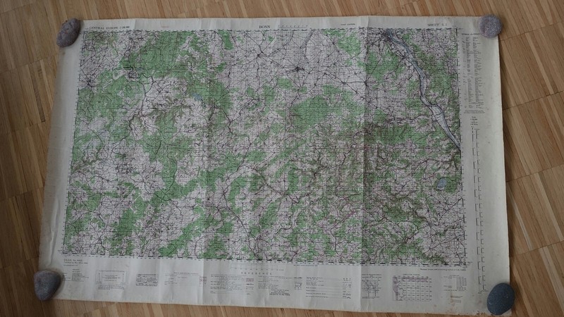 Alte Landkarte 1944 ,Deutschland ,Bonn, Amerikanisches Kriegsministerium ,Rare