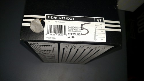 Vintage Rare New in Box Adidas Mat Hog  Black/White Wrestling Shoes Size 5