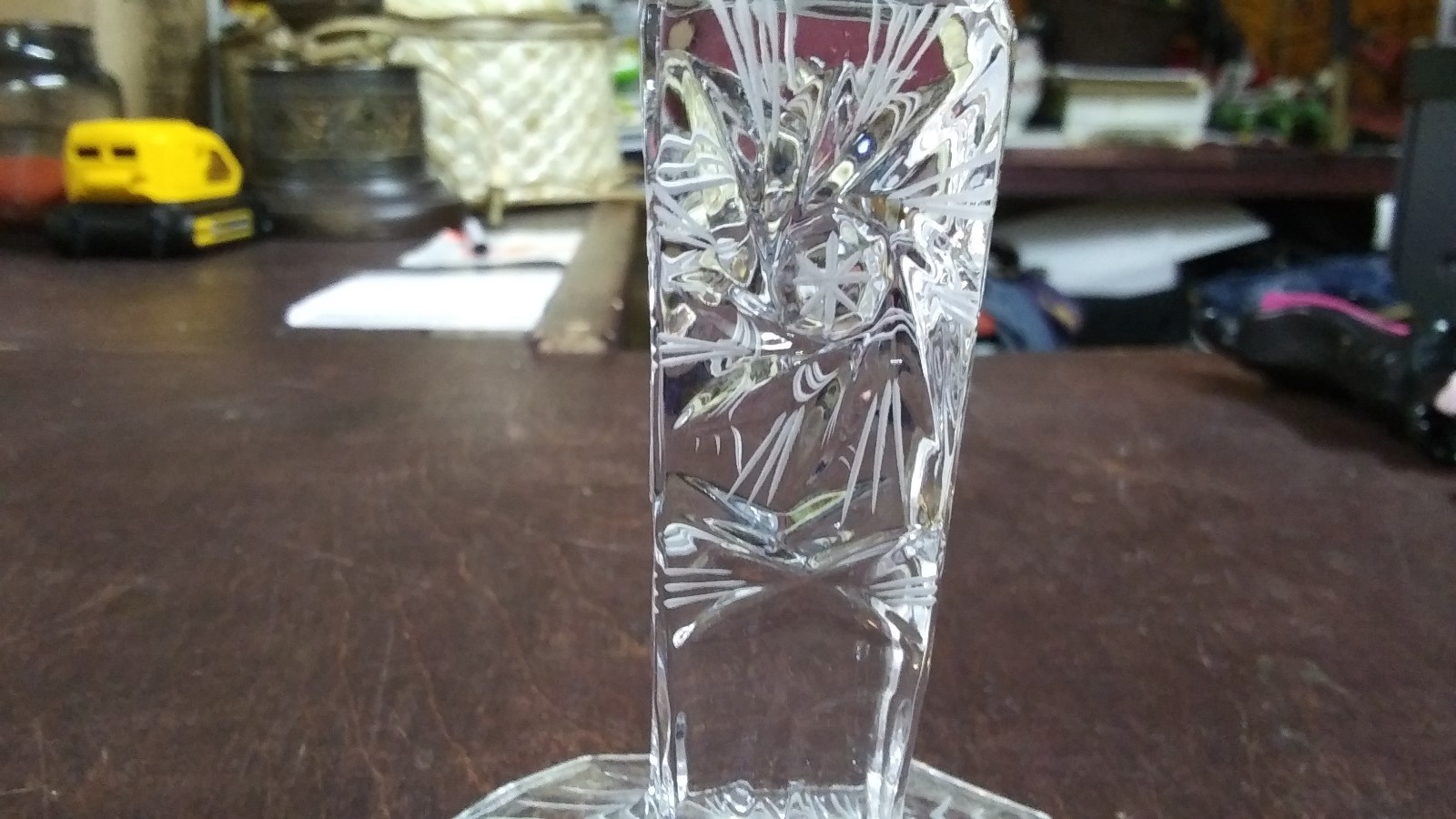 2 CRYSTAL CANDLE HOLDERS