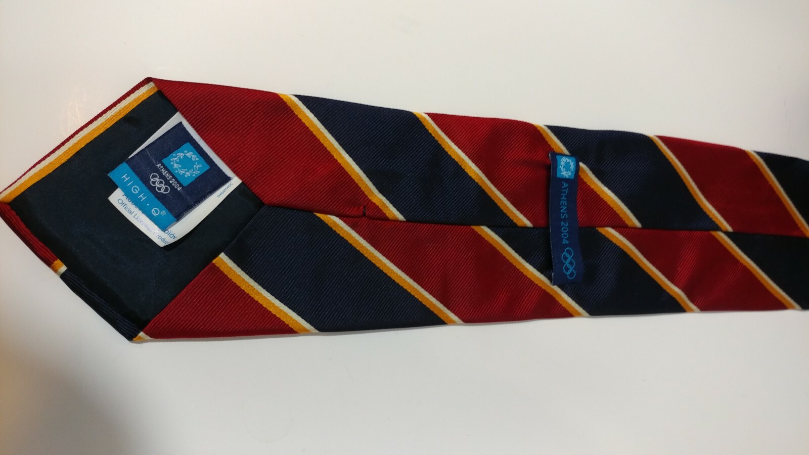 Official 2004 Athens Olympics 100% Silk Maroon Gold Blue Neck Tie EUC