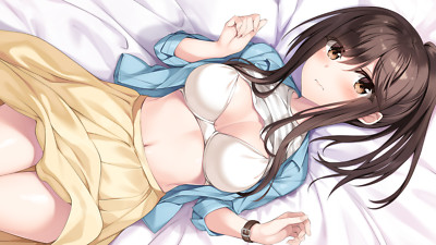 Anime oryou girls bra skirt brown eyes blushing cleavage Playmat Game Mat Desk