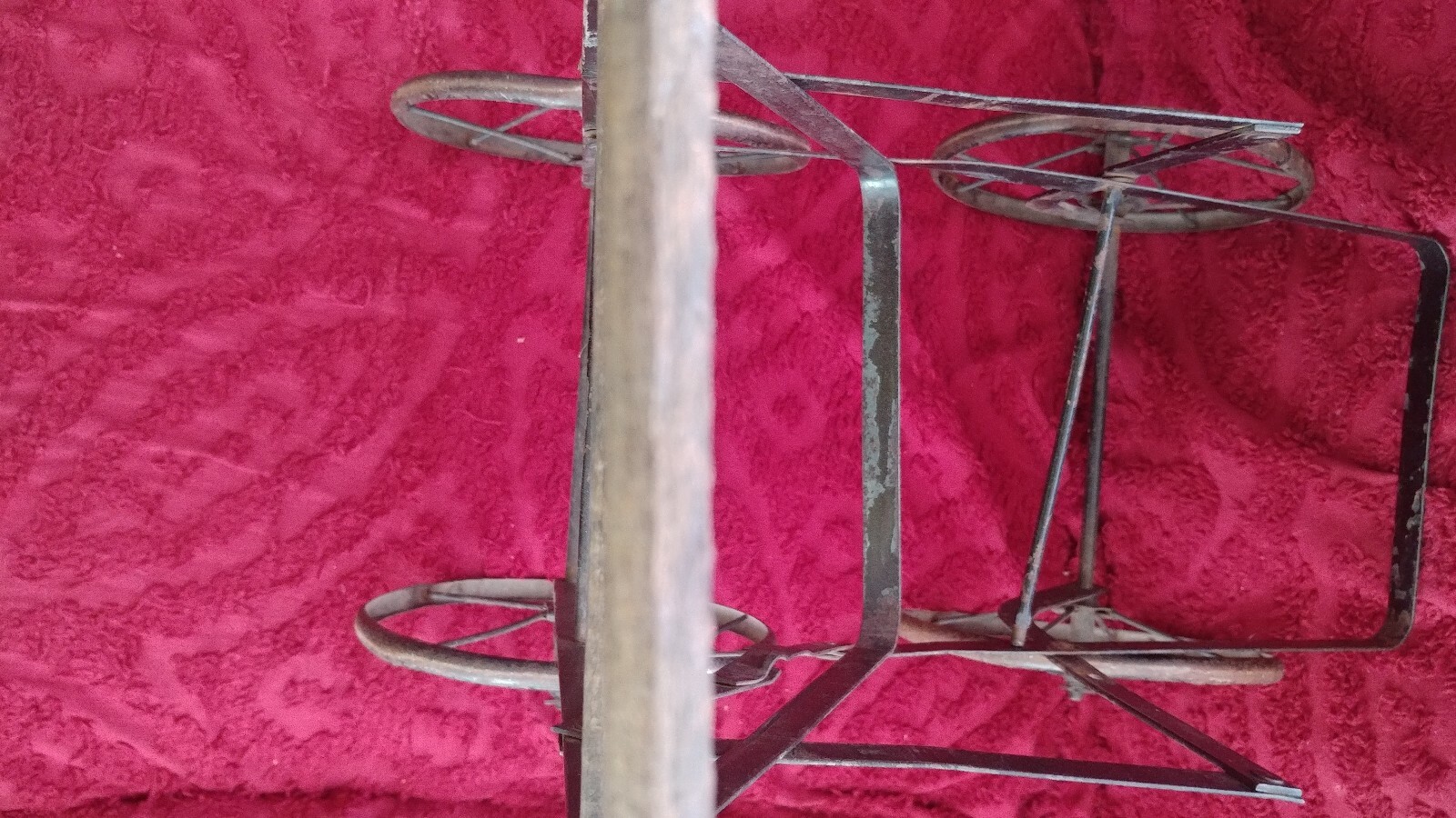 Vintage Victorian Metal Baby Doll/ Baby Carriage Stroller Buggy w/ Wood Slats