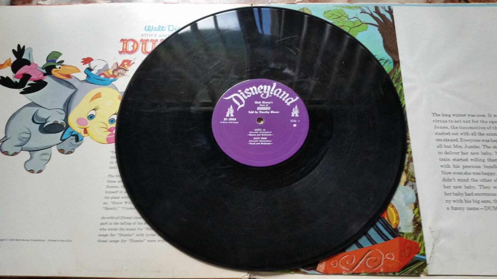 Walt Disney's Dumbo, The Story and Songs, 33rpm Record, (c)1965