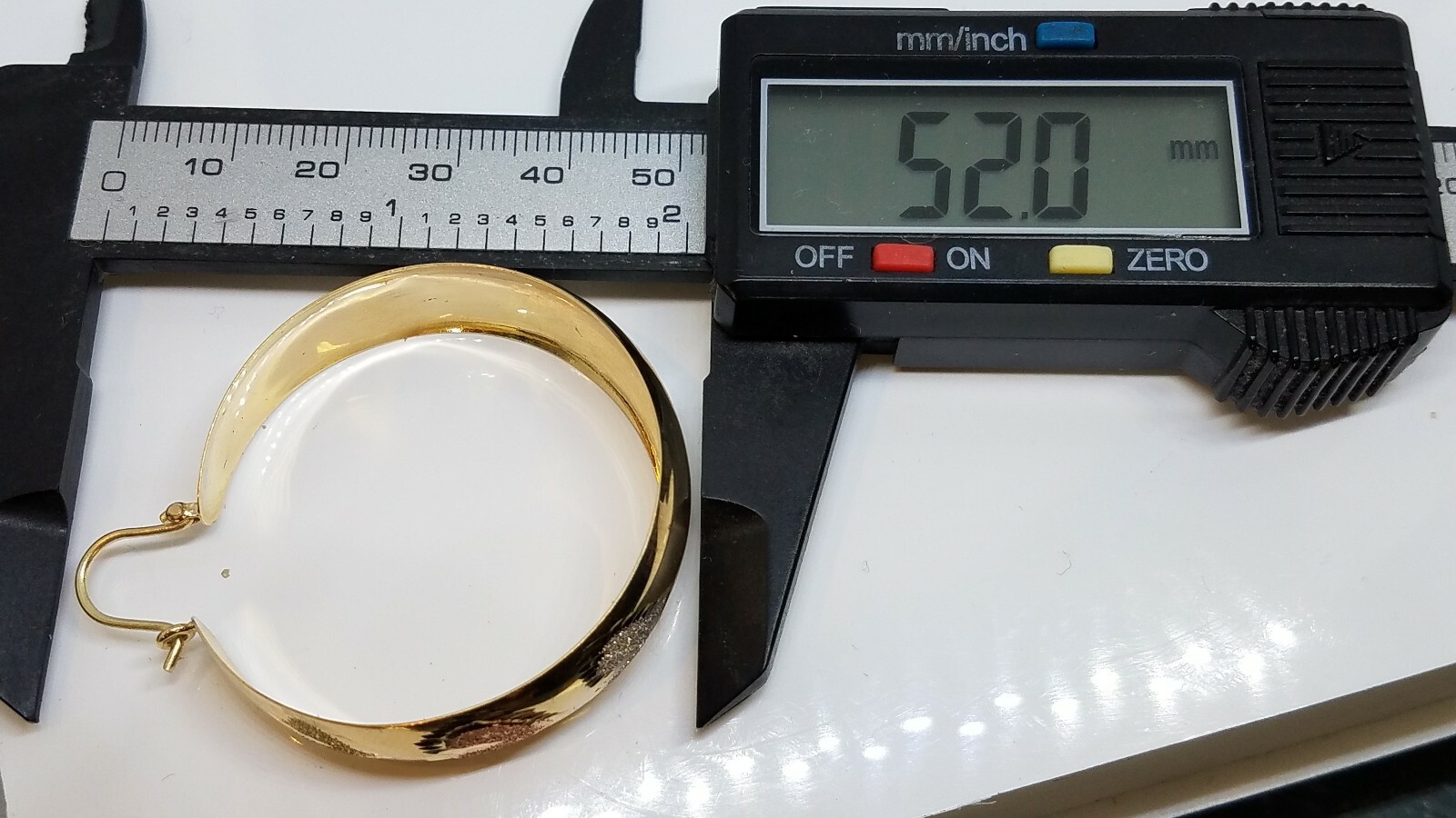 Pre-owned Handmade Gold Hoop Earring Heart 14k Solid Yellow White Rose Wide Thick Round 52x42mm 2”