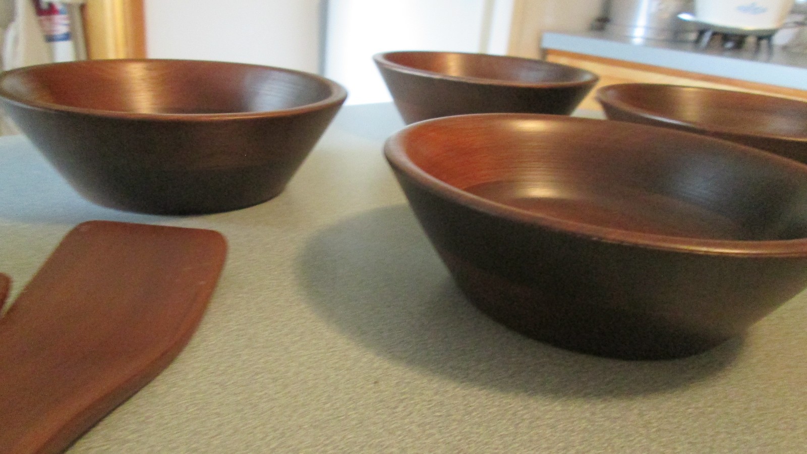 Vintage Mid Century Modern Walnut Wood Salad Bowl Set Ozark Missouri