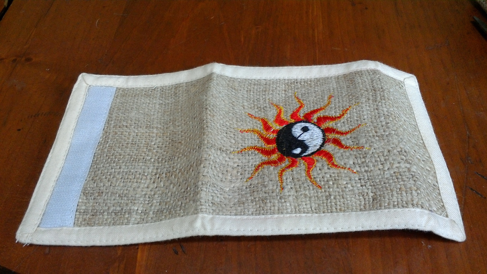 Hemp Bifold Wallet Made in Nepal Yin Yang Sun