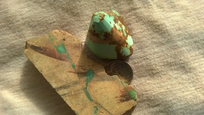 Natural turquoise rough in matrix and host rock, Nevada