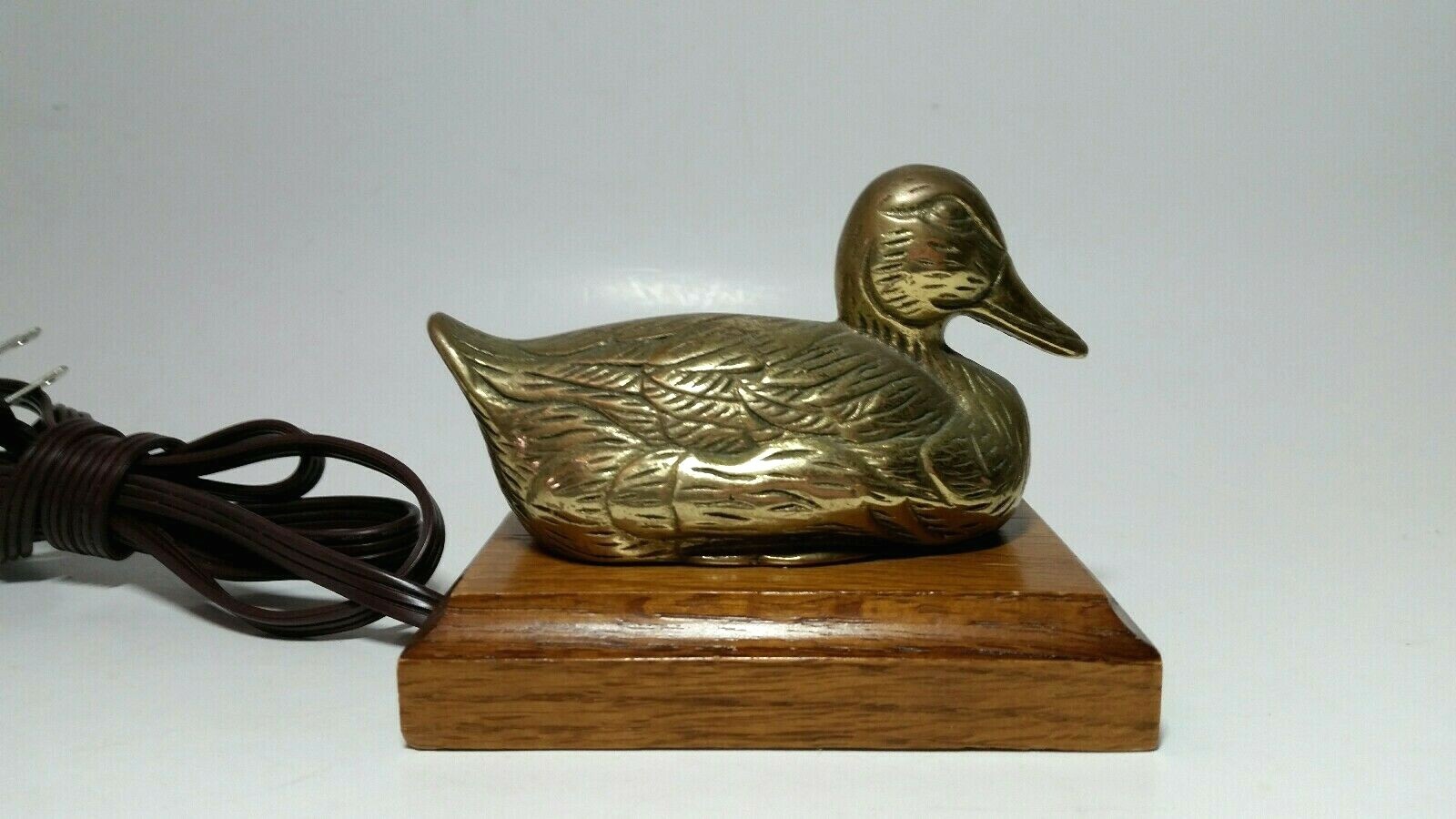 Vintage Wood Brass Duck Light Lamp Tap Dimmer On Off Electric Extension Cord