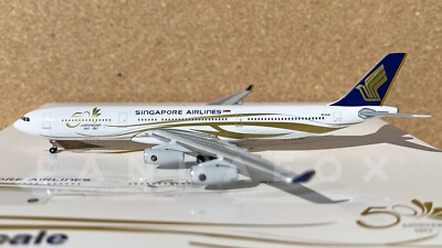 Singapore Airlines Airbus A340-300 9V-SJE 50th Phoenix PH4SIA1016 1:400 RARE