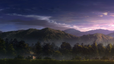 Anime Landscape Mountains Clouds Sky Trees Nature  Gaming Mat Desk 11002