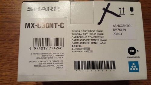 Genuine Sharp MX-C30NT-C Cyan Toner Cartridge - NEW