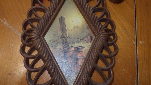 4 Brown HOMCO Home Interiors Diamond Scroll Wall Plaques 4 14.25