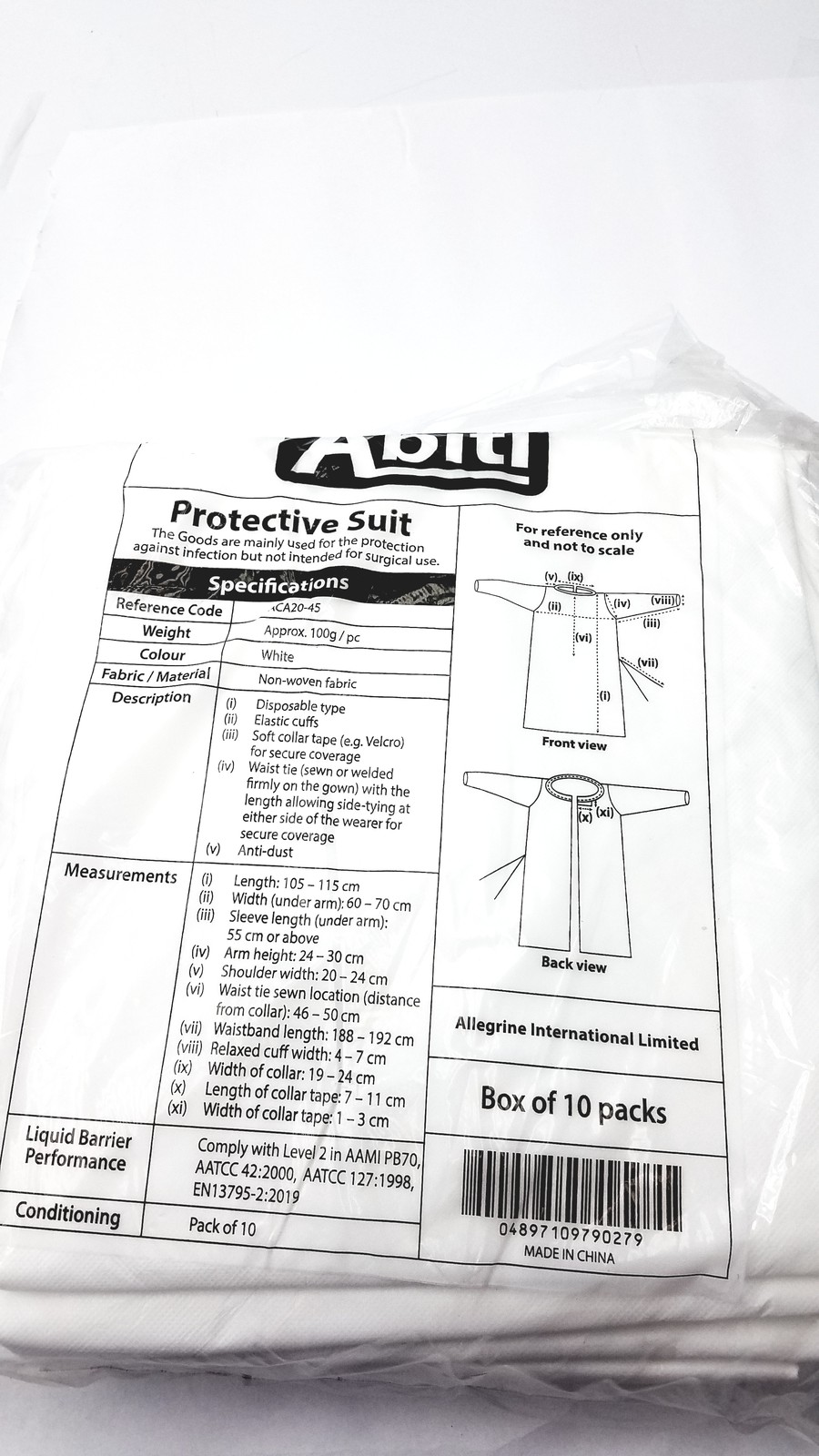 Abiti Level 2 Isolation Gown Protective Suit