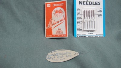 Vintage 2 Packages of sewing needles and theader