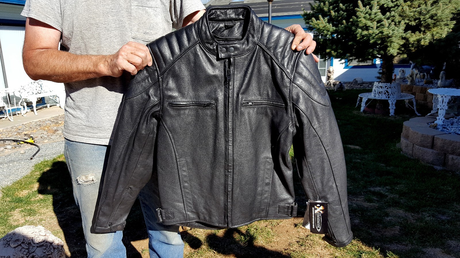 X ELEMENT Men's/Women's Black Leather MOTORCYCLE Jacket PUFF