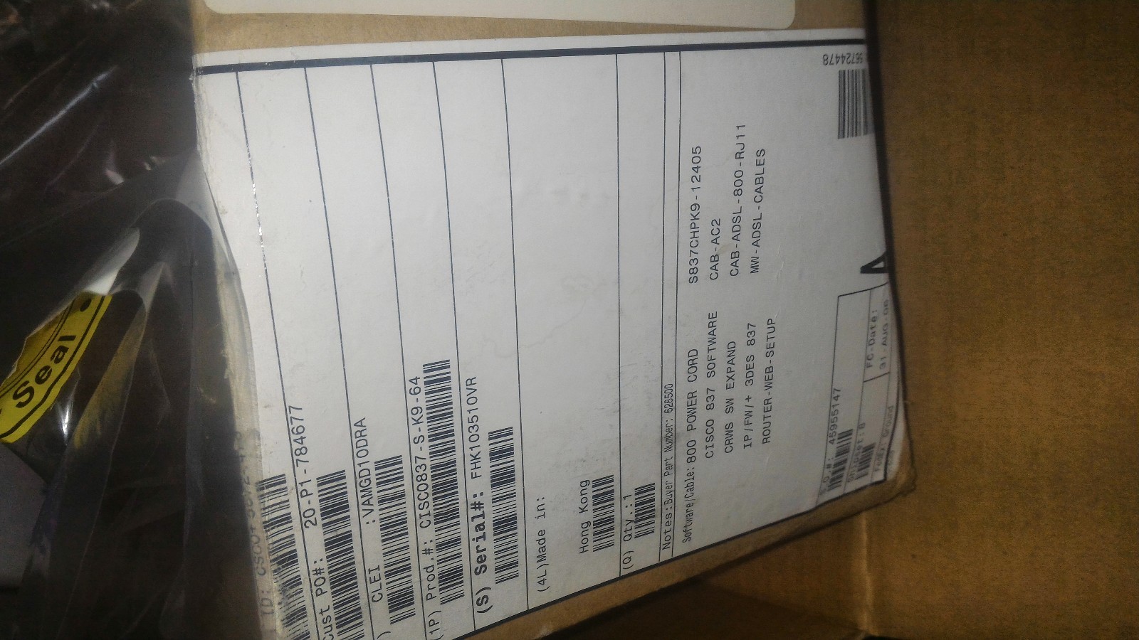 Cisco 837  Router w/ Power Supply & cables ( PLUS an extra Cisco 837 Router)