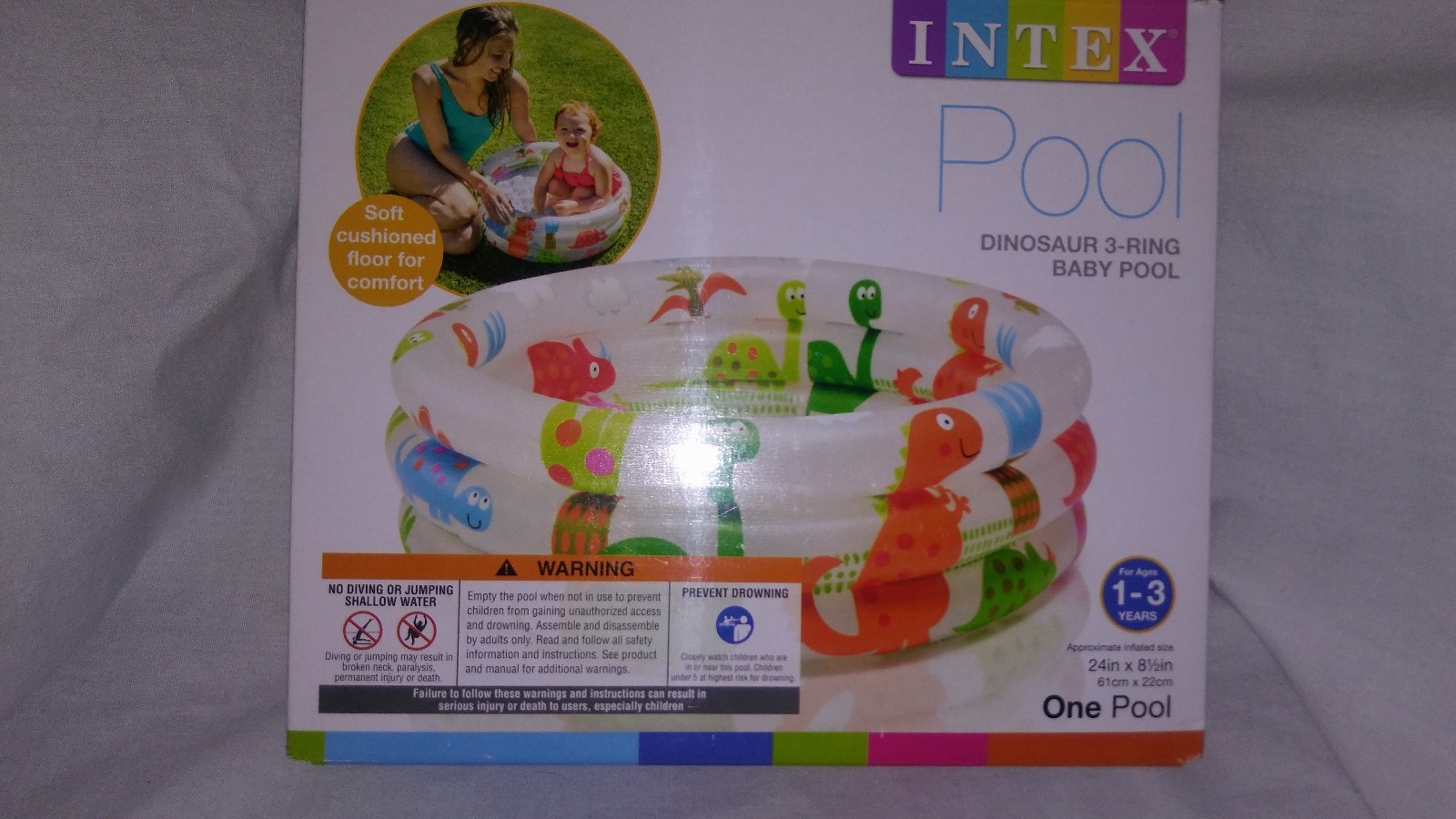 Intex Dinosaur 3 Ring Baby Pool (24 in x 8.5 in) Swimming Pool Outdoor Fun