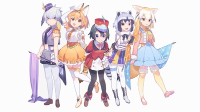 Anime anime girls simple background white kemono Playmat Gaming Mat Desk